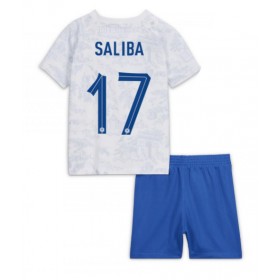 Frankrike William Saliba #17 Borta Kläder Barn VM 2022 Kortärmad (+ Korta byxor)